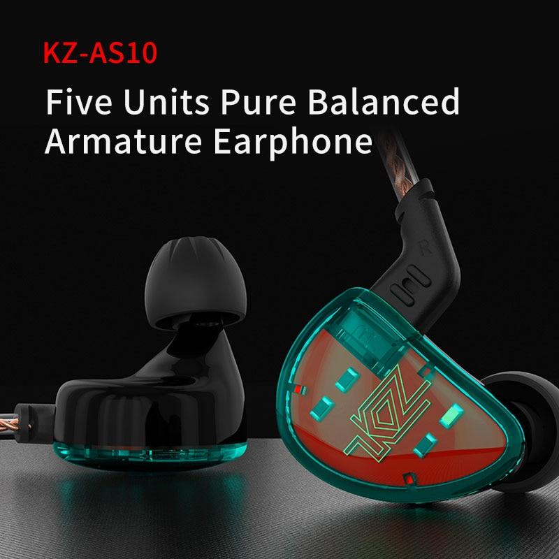 KZ AS10 Headset 5 Balance Armature Driver HIFI Earphone