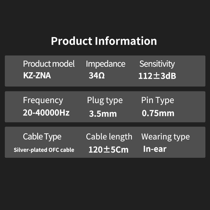 KZ ZNA 12 MM Dual-magnetic & Cavity Dynamic Unit & 30095 Customized BA Hybrid In-Ear Earphone