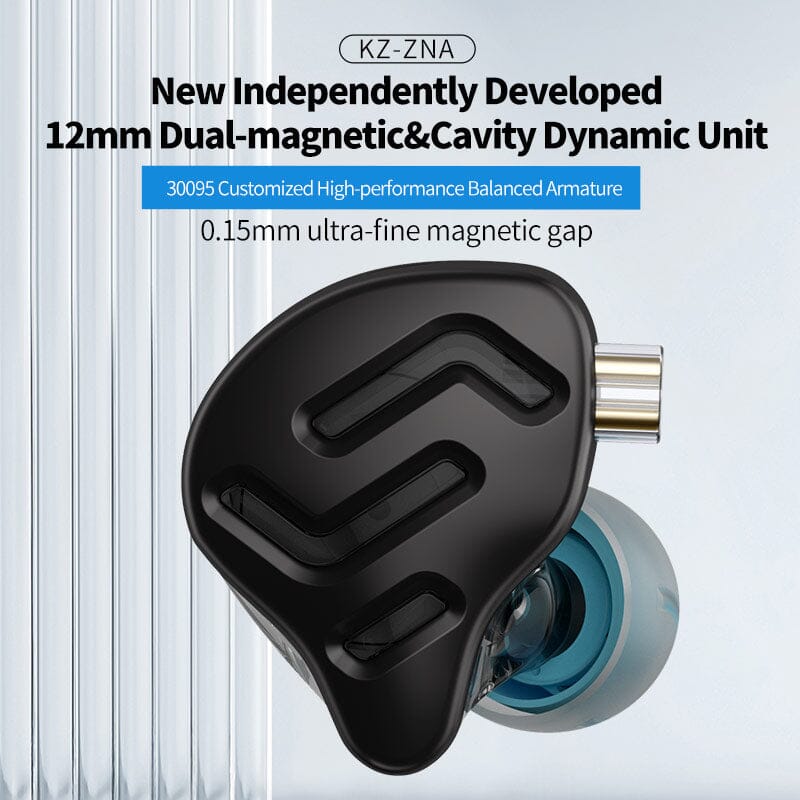 KZ ZNA 12 MM Dual-magnetic & Cavity Dynamic Unit & 30095 Customized BA Hybrid In-Ear Earphone